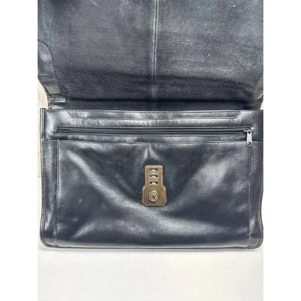 Vintage Bugatti Expandable Black‎ Briefcase Laptop Bag Leather